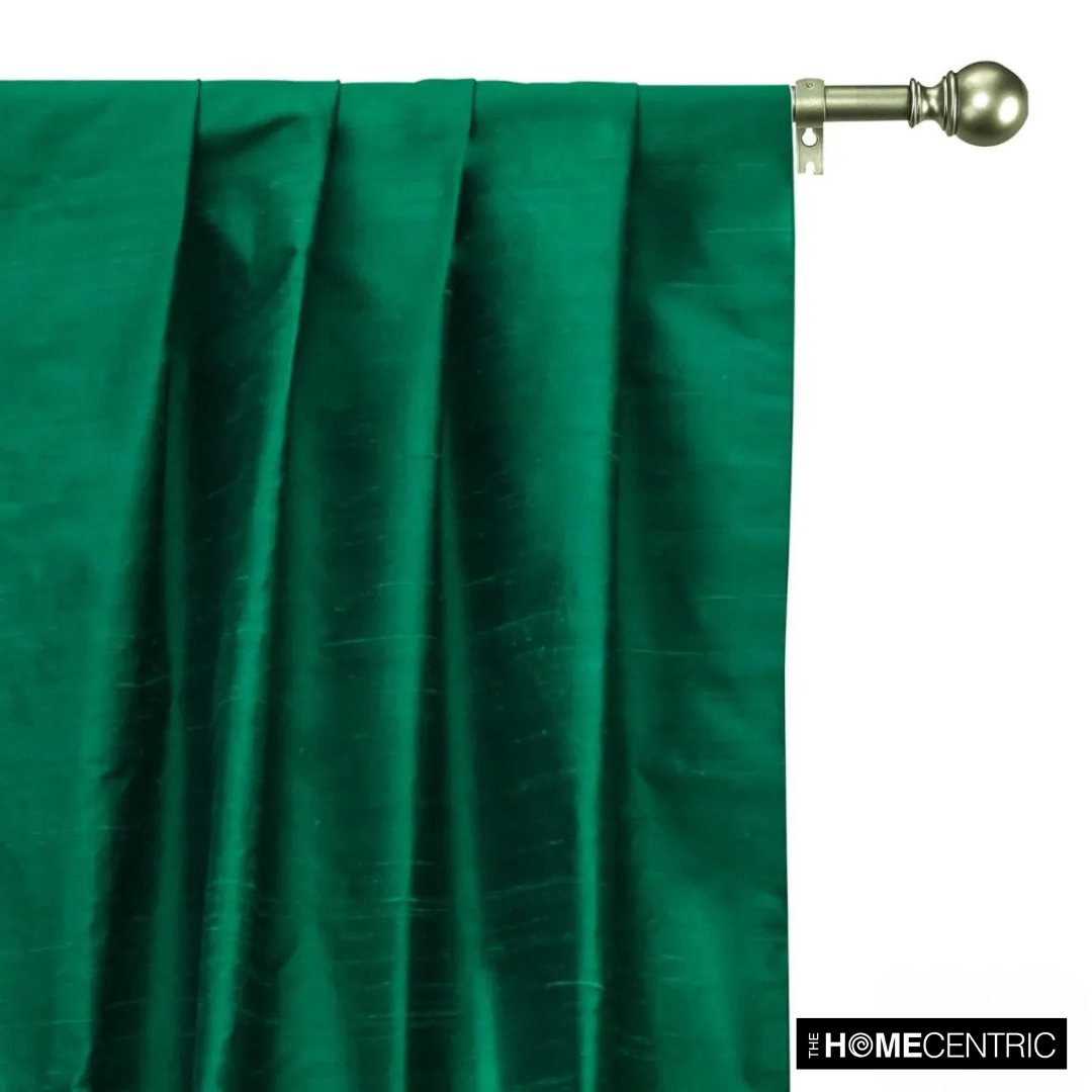 Dark Peacock Green Silk Dupioni Fabric By The Yard