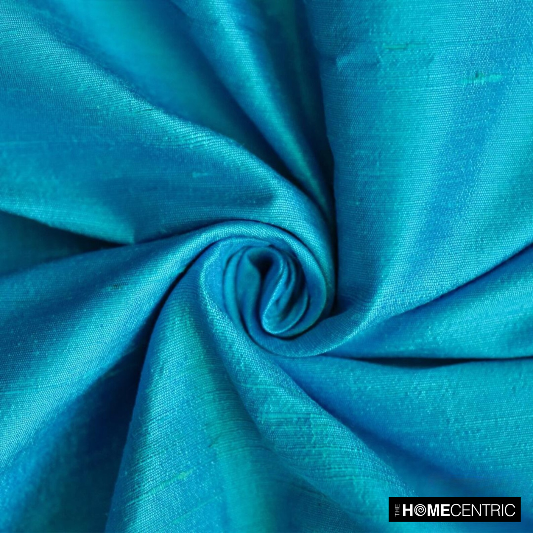 Ocean Blue Silk Dupioni Fabric By The Yard