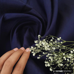 Navy Blue 100% Pure Silk Dupioni Fabric By The Yard