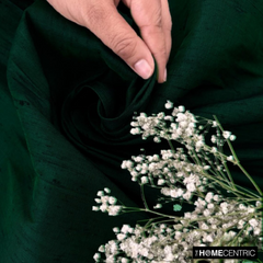 Bottle Green 100% Pure Silk Dupioni Fabric By The Yard