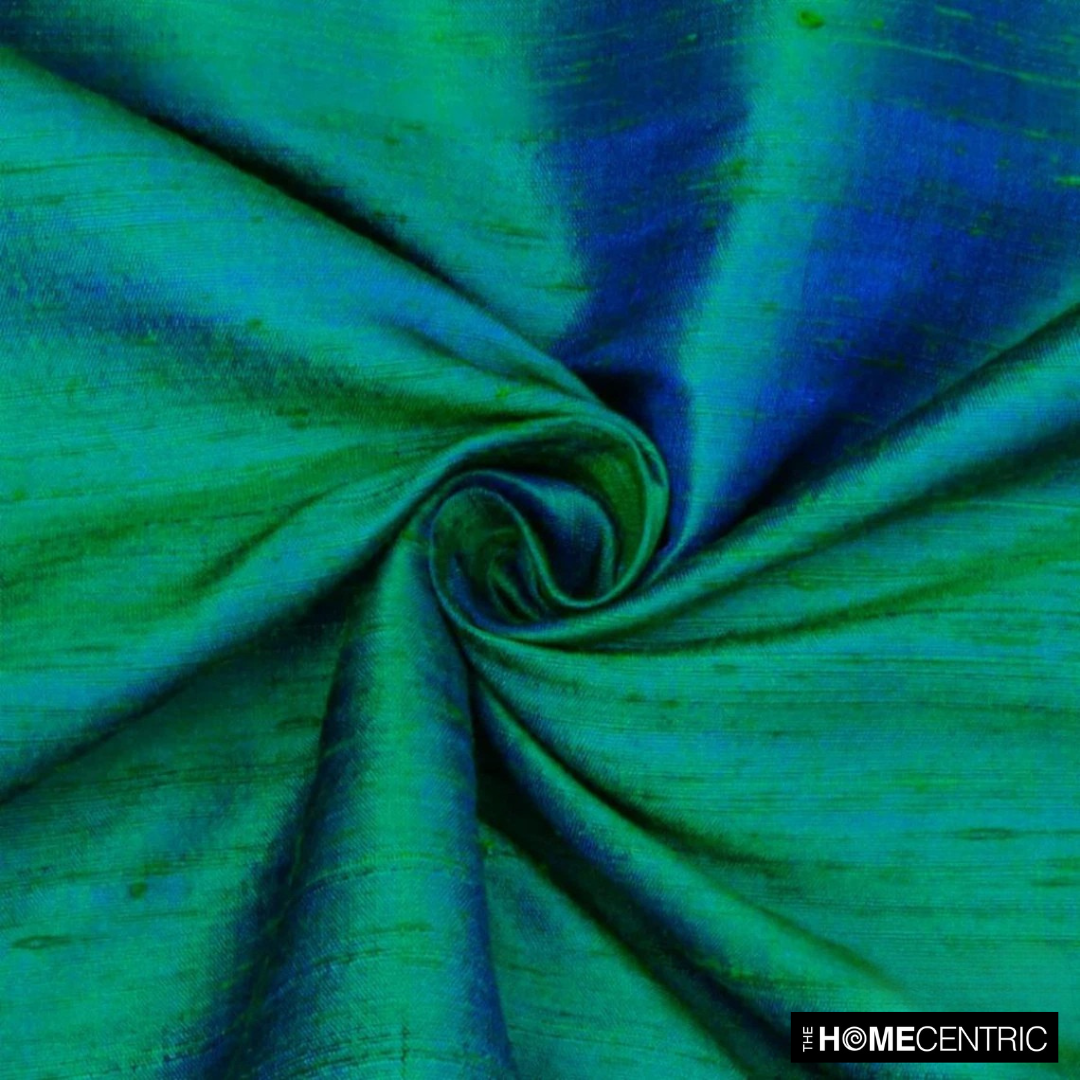 Peacock 100% Pure Silk Dupioni Fabric By The Yard