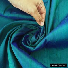 Peacock 100% Pure Silk Dupioni Fabric By The Yard