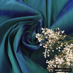 Peacock 100% Pure Silk Dupioni Fabric By The Yard