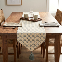 Geometrix Threads - Grey Linen Decorative Table Runner