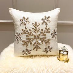 White Silk Decorative Throw  Pillow Cover - Dewdrop Flake