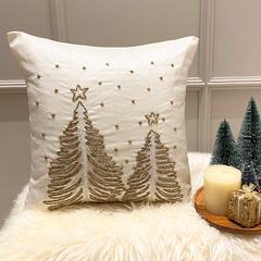White & Gold Silk Decorative Throw Pillow Cover - Luminous Pine