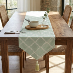Marlowe Mint - Green Jacquard Decorative Table Runner