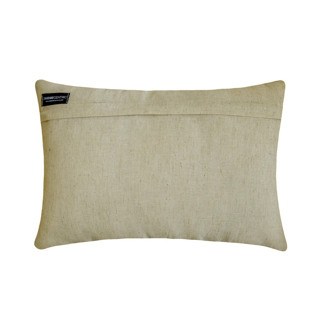 Woven jacquard beige oblong cushion cover. Back side of the pumpkin pillow cover for fall & Halloween. A solid back side on a white background by The HomeCentric