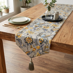Merlin - Grey Satin Decorative Table Runner