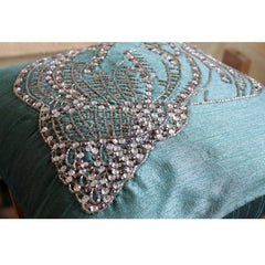 Crystal Sea Shell - Teal Blue Art Silk Decorative Euro Sham
