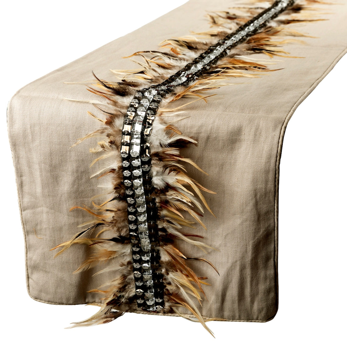 Feather Dream - Beige Linen Decorative Table Runners