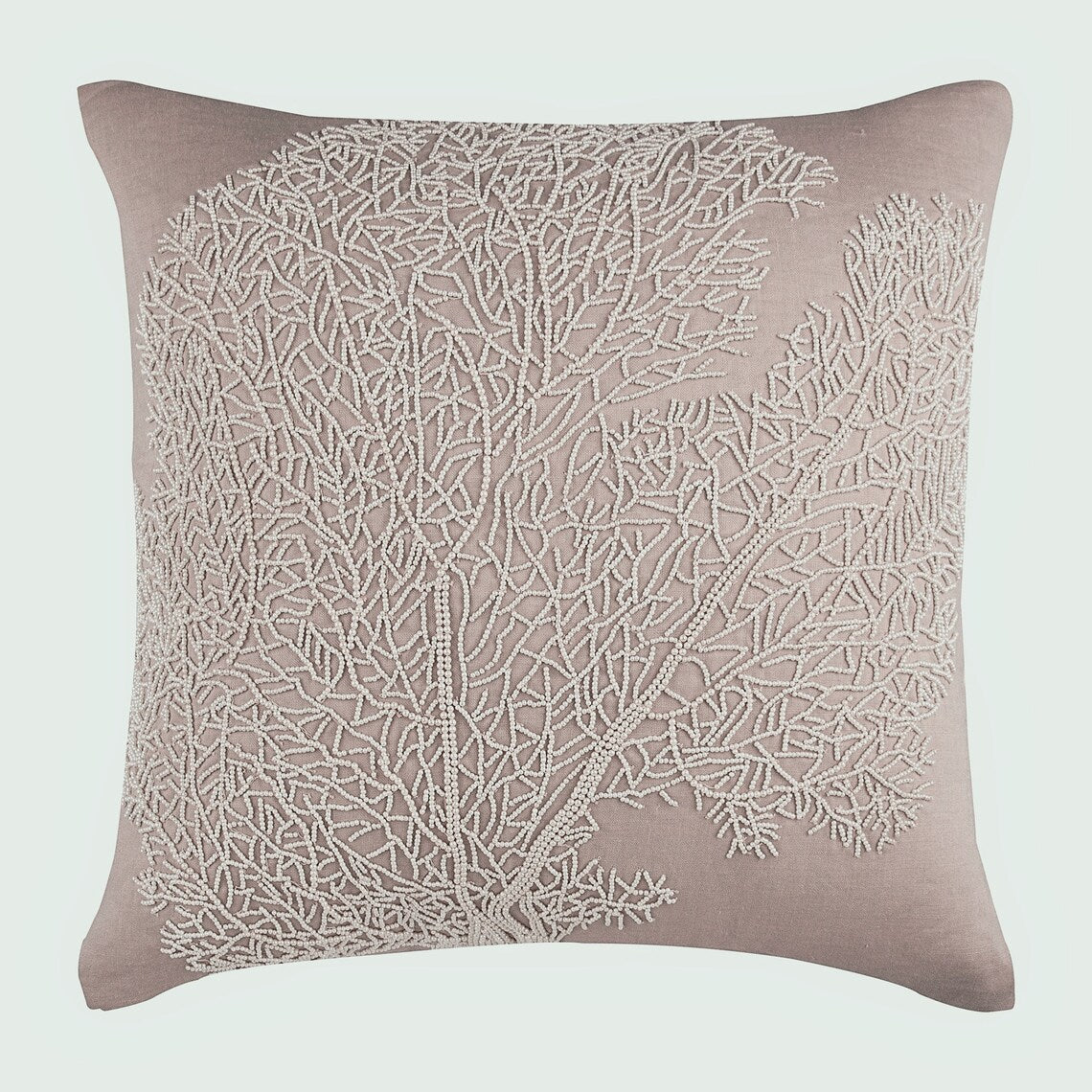 Pearl Shrub - Mocha Cotton Linen Throw Pillow Cover