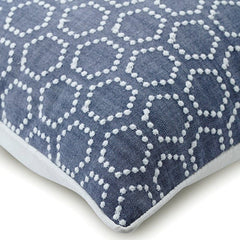 Linen Closet - Blue Linen Embroidered Decorative Euro Sham