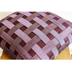 Purple N Plum Basket Weave - Plum Art Silk Throw Pillow Cover