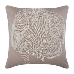 Butterfly Fish - Mocha Cotton Linen Throw Pillow Cover