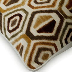 Honey Hexagon - Brown Velvet Decorative Euro Sham
