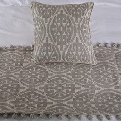 Grey Aztec - Cotton Grey Decorative Bed Runner and Pillow Cover