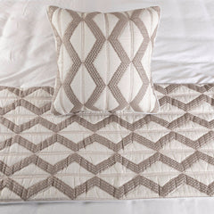 Pattern Flatter - Linen Ivory, Taupe Decorative Bed Runner and Pillow Cover