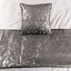 Silver Glitterati - Velvet Silver, Grey Decorative Bed Runner and Pillow Cover
