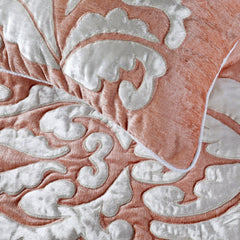 Peach Elegance - Peach & Ivory Velvet Decorative Bed Runner and Pillow Cover