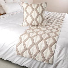 Peacock Soiree - Linen Rust or Orange Decorative Bed Runner and Pillow Cover