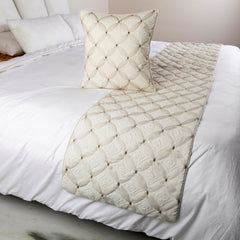 Tender Love - Linen White Decorative Bed Runner and Pillow Cover