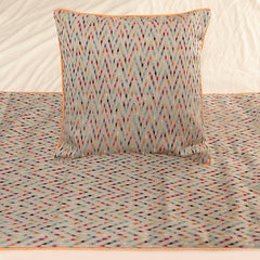 Happy Chevy - Jacquard Embroidered Beige & Multicolor Decorative Bed Runner and Pillow Cover