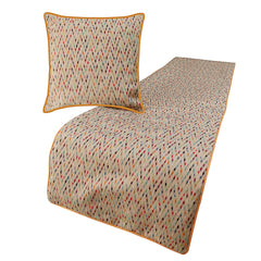 Happy Chevy - Jacquard Embroidered Beige & Multicolor Decorative Bed Runner and Pillow Cover