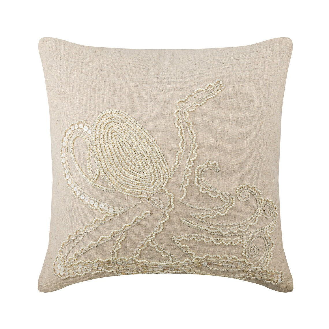 Octopus - Natural Beige Cotton Linen Throw Pillow Cover