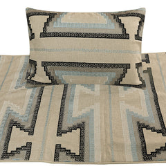 Aztec Armour - Cotton Blue & Ivory Decorative Bed Runner and Pillow Cover