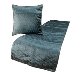 Hexagon Lagoon - Jacquard Blue Decorative Bed Runner and Pillow Cover
