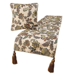 Seasons Blossoms - Jacquard Multi Color & Ivory Decorative Bed Runner and Pillow Cover