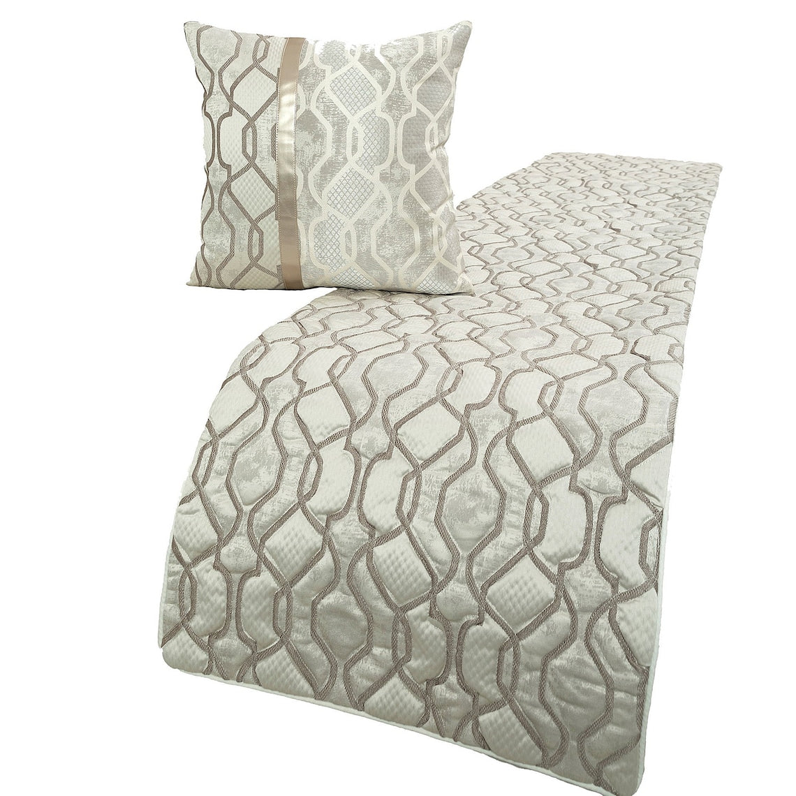 Ivory Delicacy Decorative Bed Runner and Pillow Cover