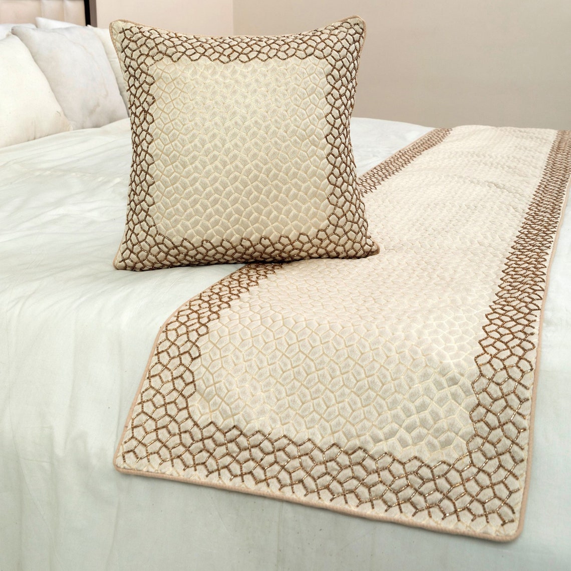 Tessellation Decorative Bed Runner and Pillow Cover