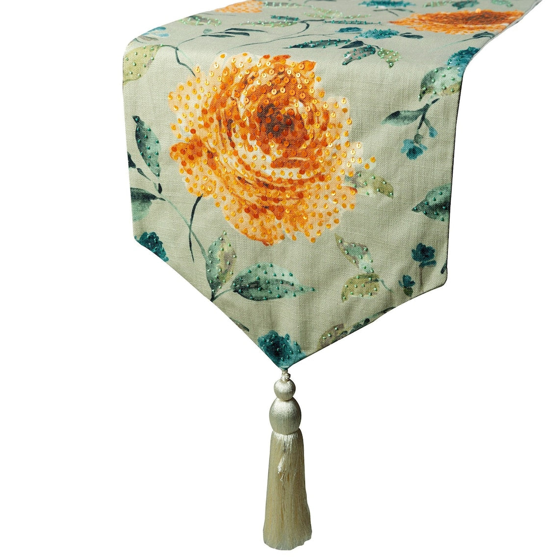 Orange Rosiness - Orange Cotton Decorative Table Runner