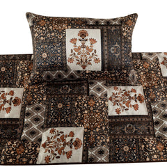 Parisa - Satin Brown Decorative Bed Runner and Pillow Cover
