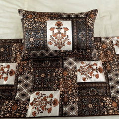 Parisa - Satin Brown Decorative Bed Runner and Pillow Cover