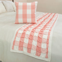 Buffalo Plaid Peach Decorative Bed Runner and Pillow Cover