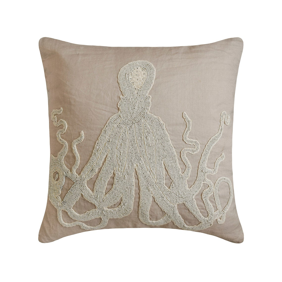Sea Squid - Mocha Cotton Linen Throw Pillow Cover