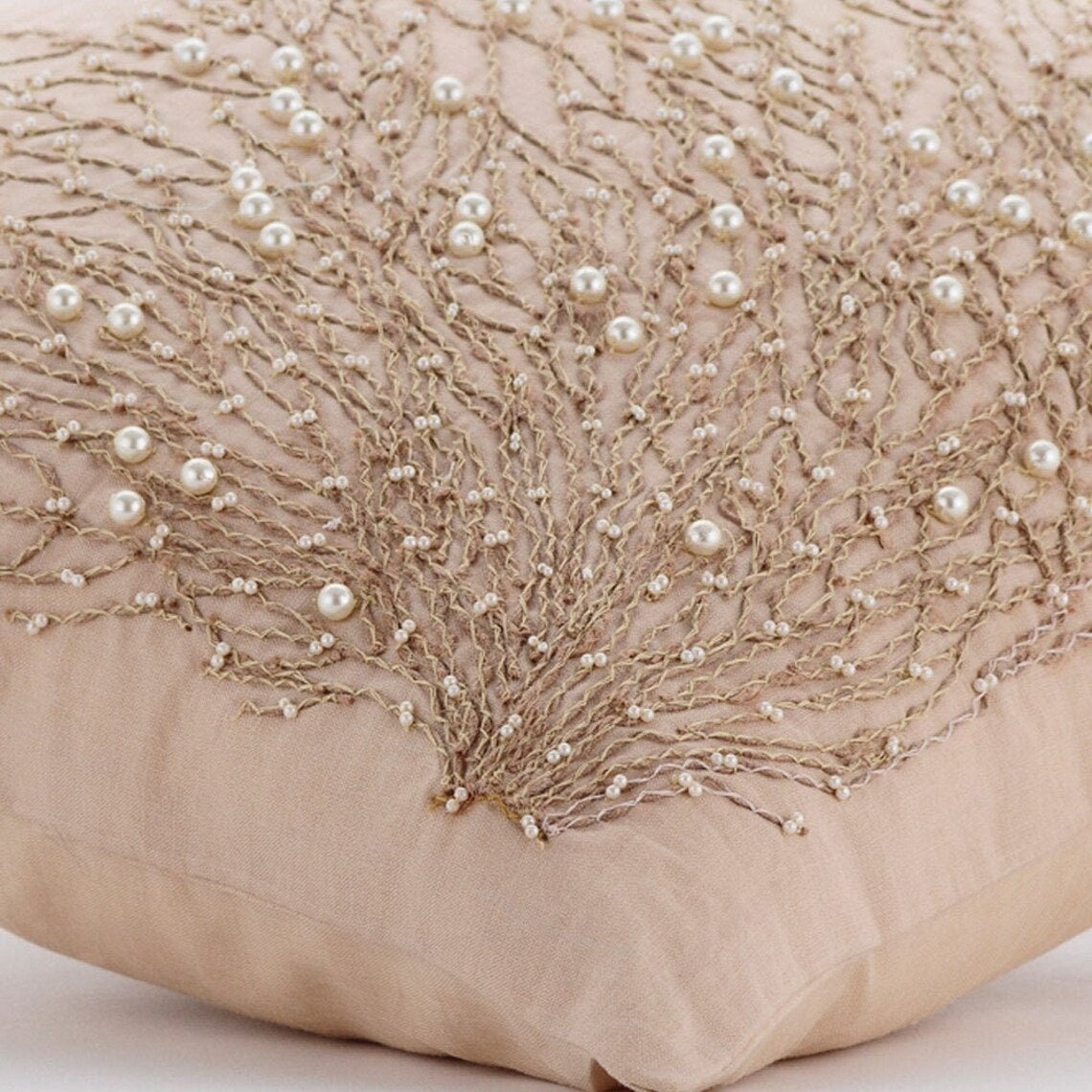 Jute Drought - Beige Cotton Linen Throw Pillow Cover