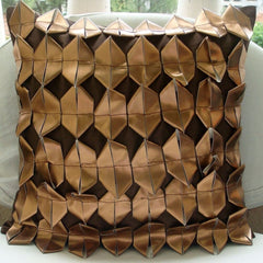 Copper Age - Brown Faux Leather Decorative Euro Sham