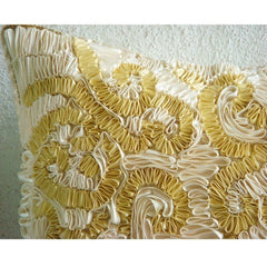 Magnificent Awe - Gold & Ivory Art Silk Decorative Euro Sham