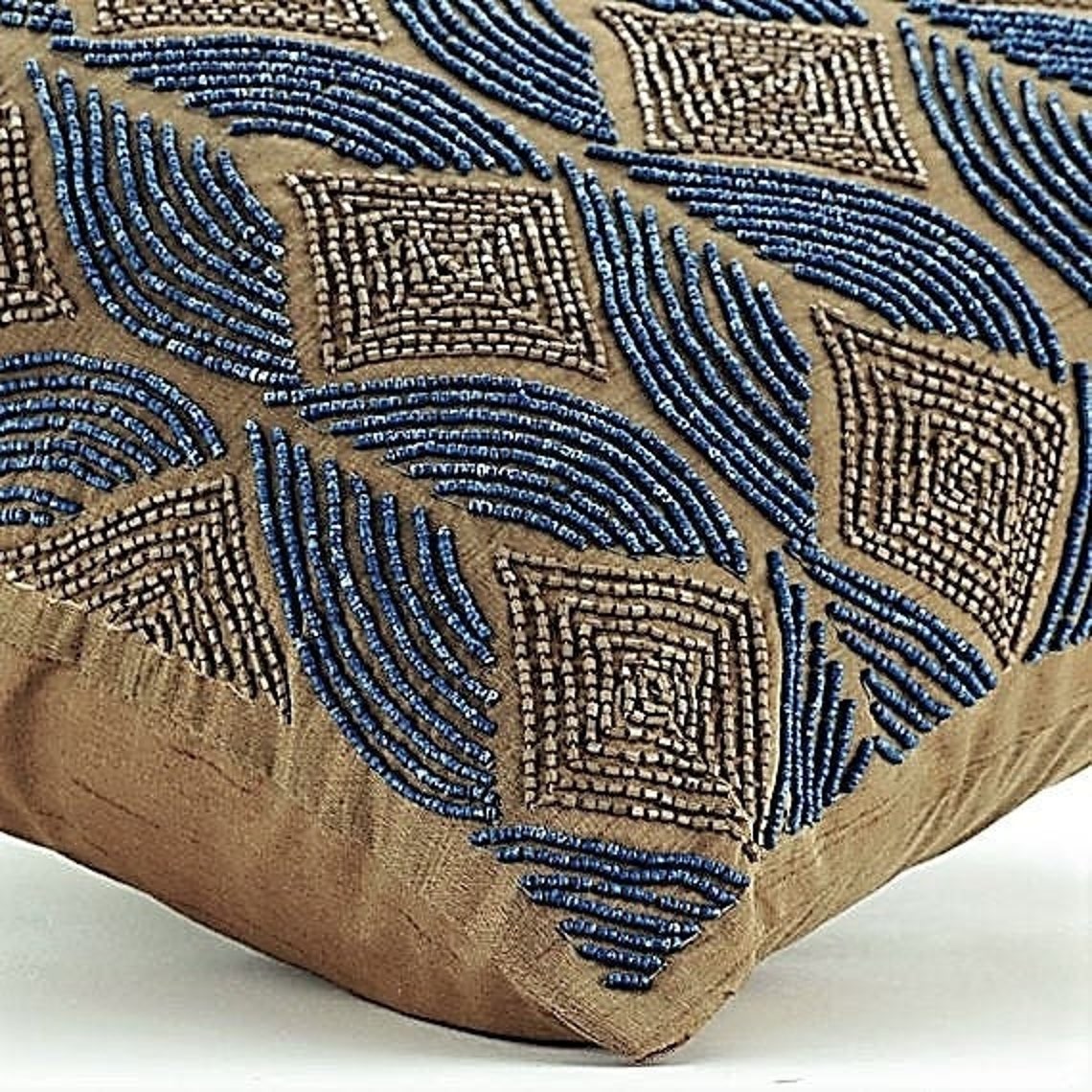 Moroccan Blue Beaded Decorative Euro Sham