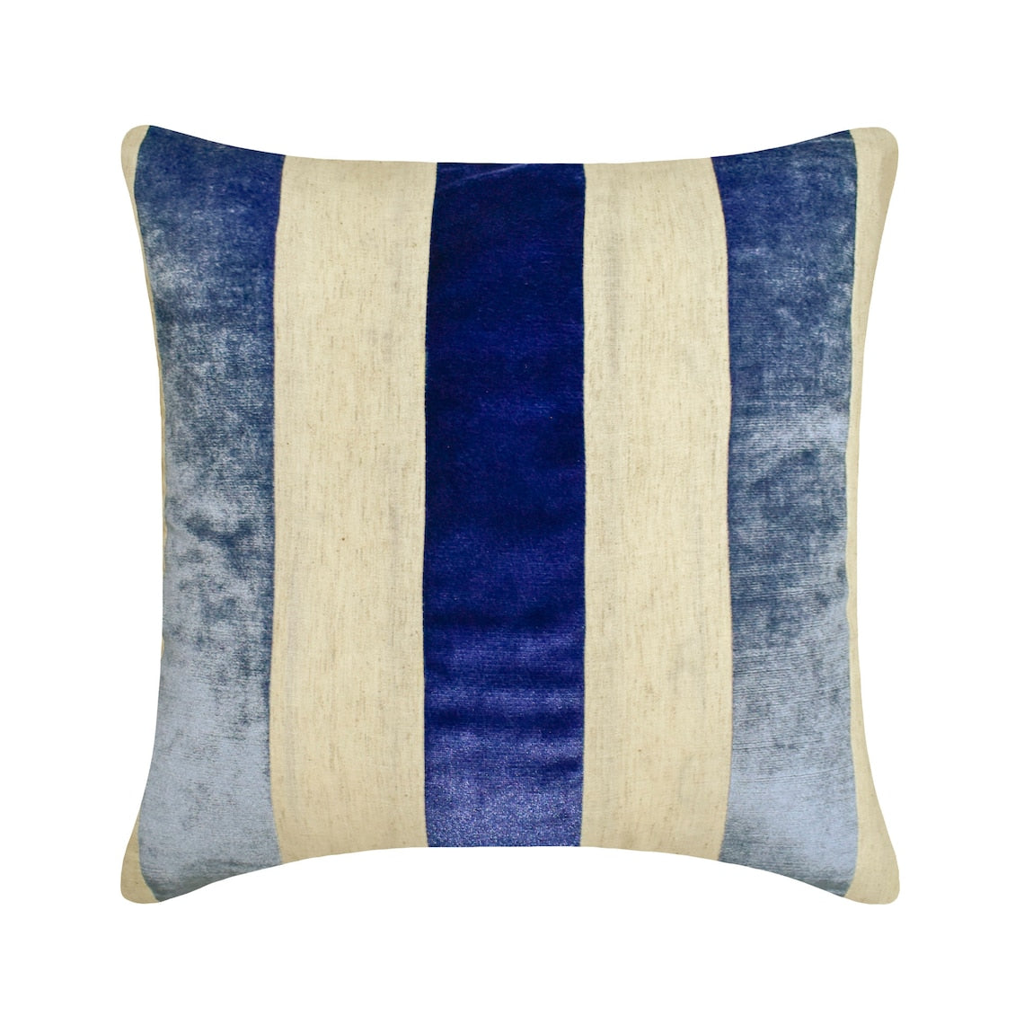 Velvet Band Blue - Blue Velvet & Linen Decorative Euro Sham