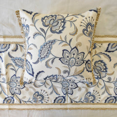 Morning Glories - Cotton Blue Decorative Bed Runner and Pillow Cover