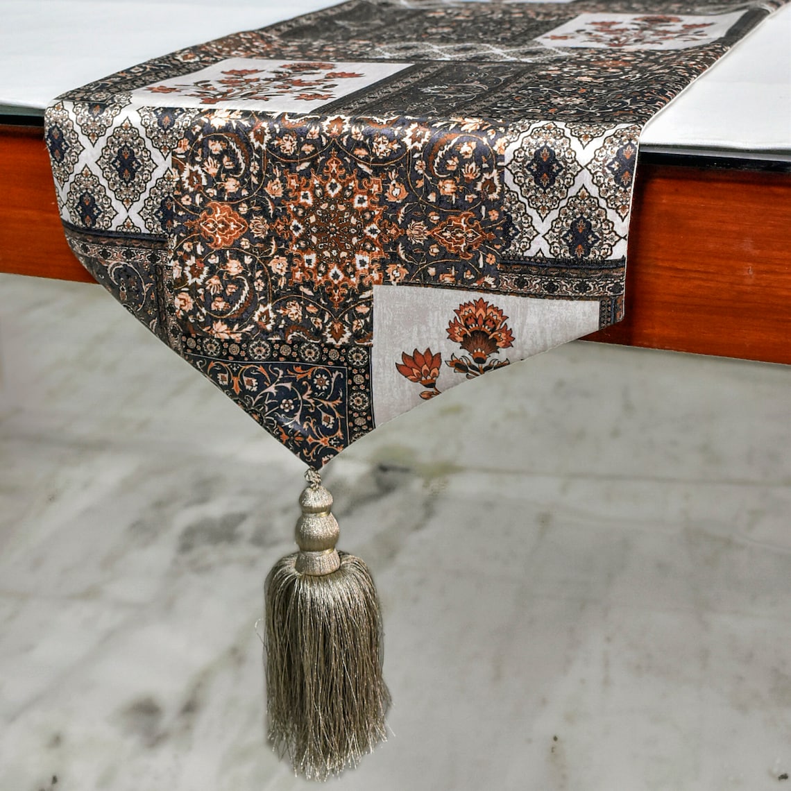 Niloufar - Brown Satin Decorative Table Runner