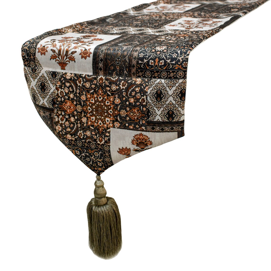 Niloufar - Brown Satin Decorative Table Runner
