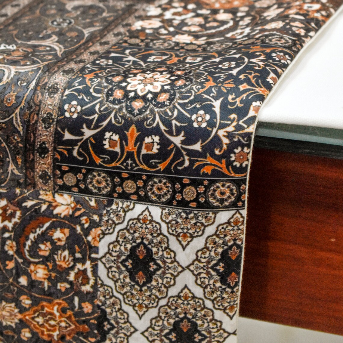 Niloufar - Brown Satin Decorative Table Runner