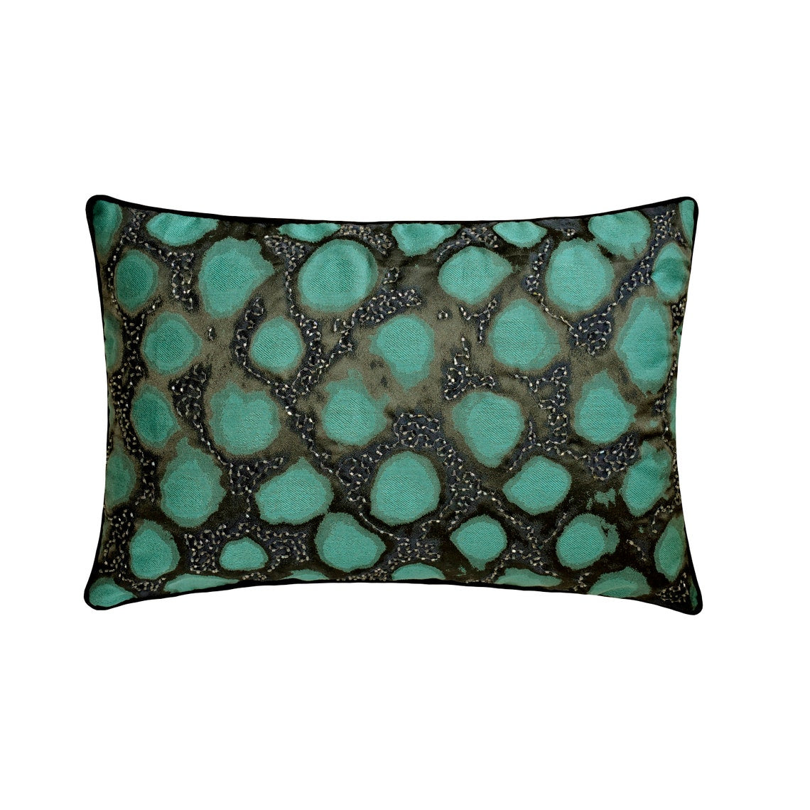 Shyam Teal Blue Jacquard Lumbar Pillow Cover
