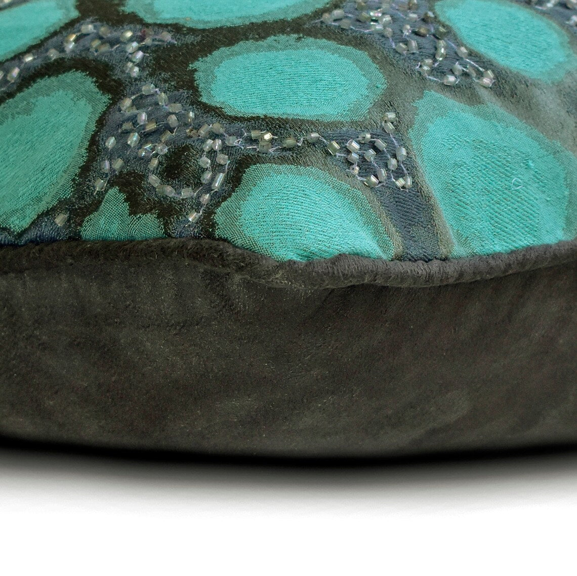 Shyam Teal Blue Jacquard Lumbar Pillow Cover